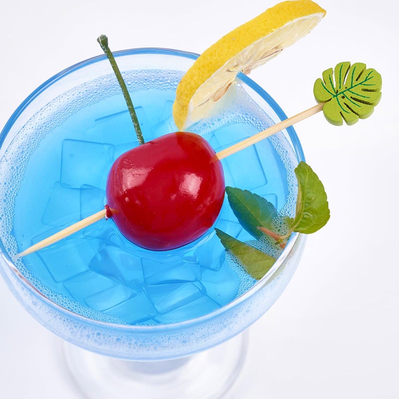 PuTwo Picks 100 Counts 4.7"" Bamboo Wooden Decorative Sticks for Appetizers Fancy Cocktail Party-Green Leaf Toothpicks, Palm Leaves - Image 3